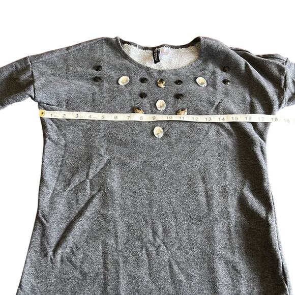 H & M Divided Size 2 Gray Jewel Embellished Knit Top Pullover Y2K - Picture 7 of 9